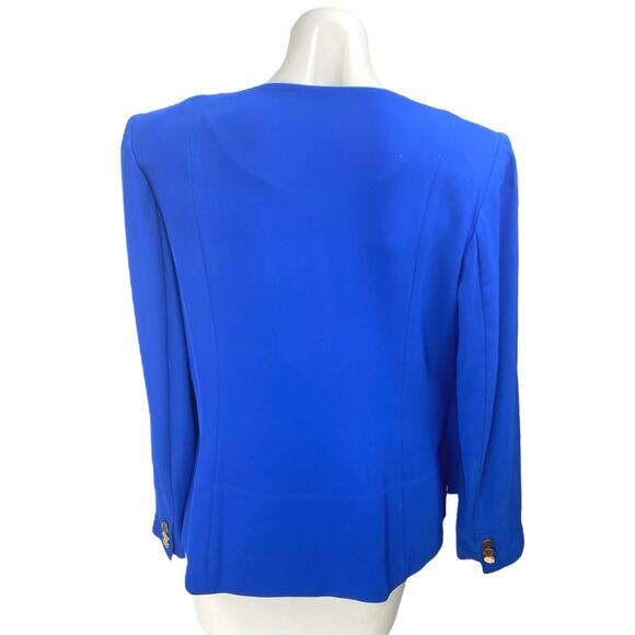 Calvin Klein Women's Blue Long Sleeve Open Front Office Blazer Coat Jacket Sz 6 - Picture 2 of 4